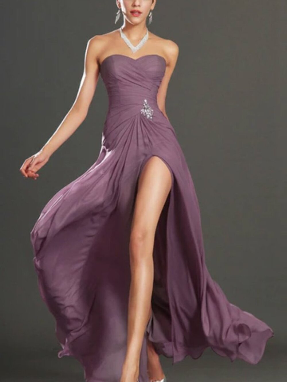 EDressit Long Taupe Mauve dress